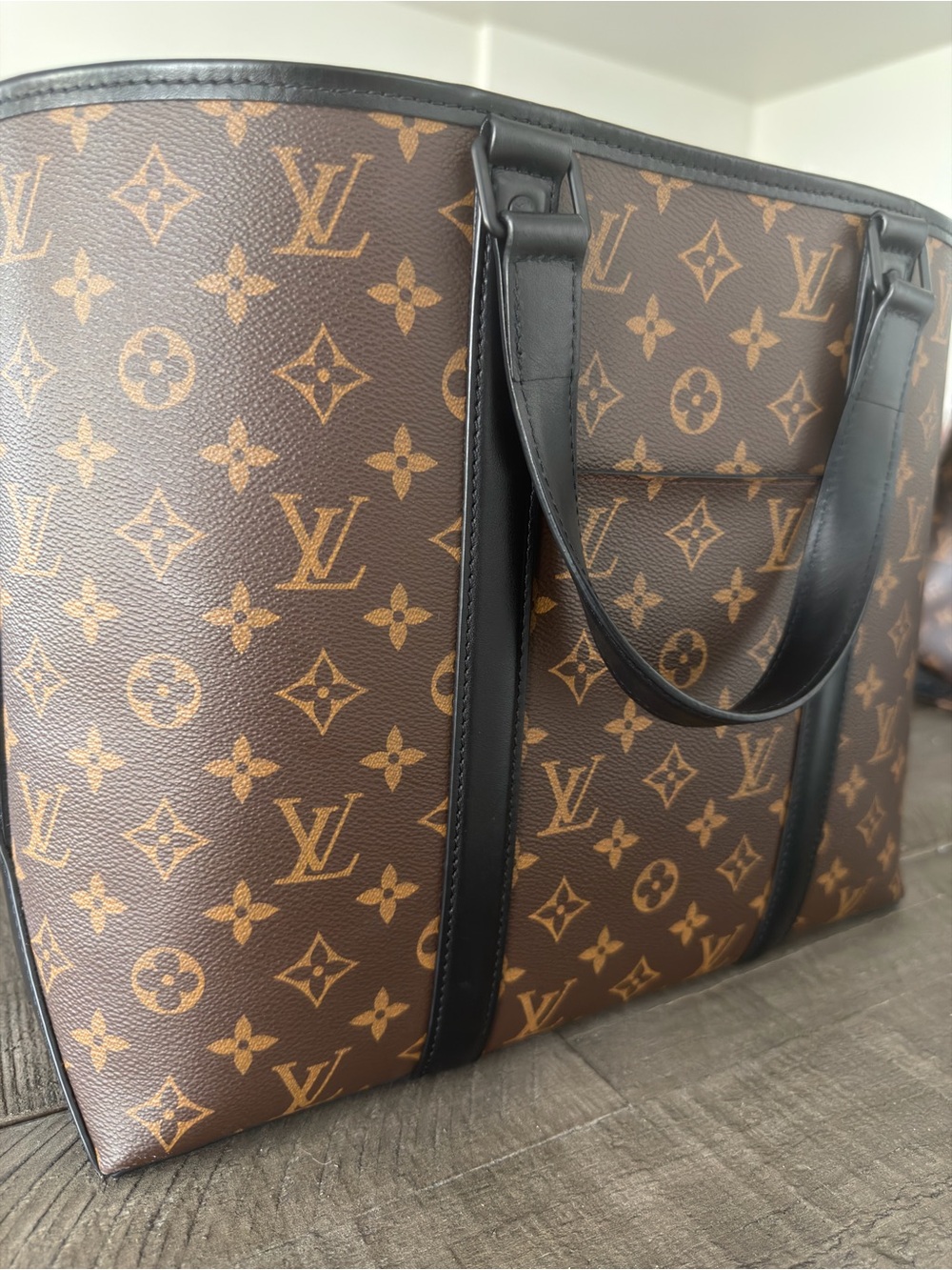 Louis Vuitton Monogram Canvas Tote with Black Trim